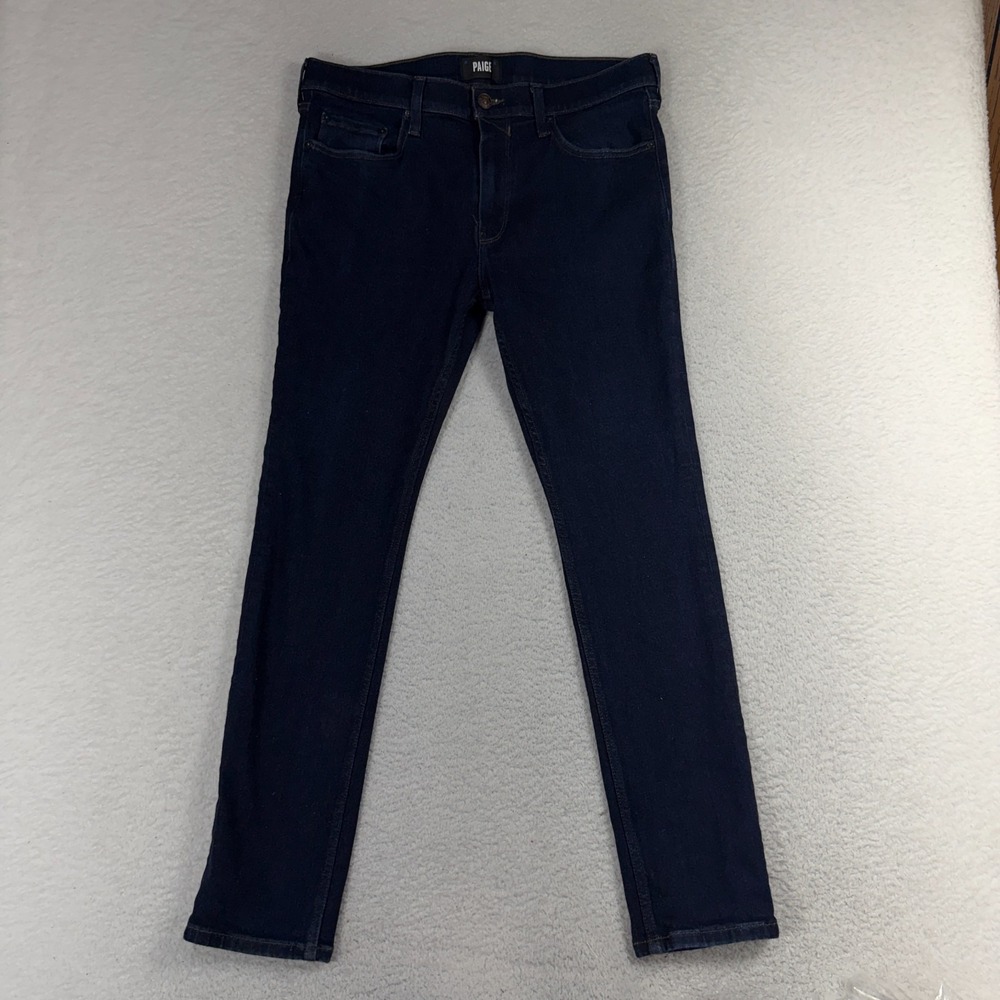 Paige Men's Lennox Slim Fit Dark Blue Jeans Size 36 (Measures 34x29) Stretch